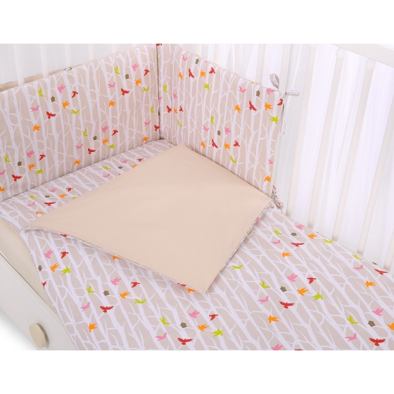 Universal bumper for cot 120- beige trees