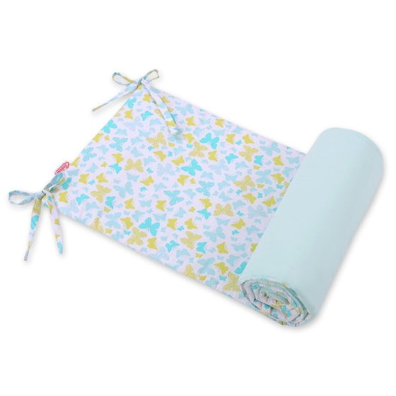 Universal bumper for cot - blue butterflies