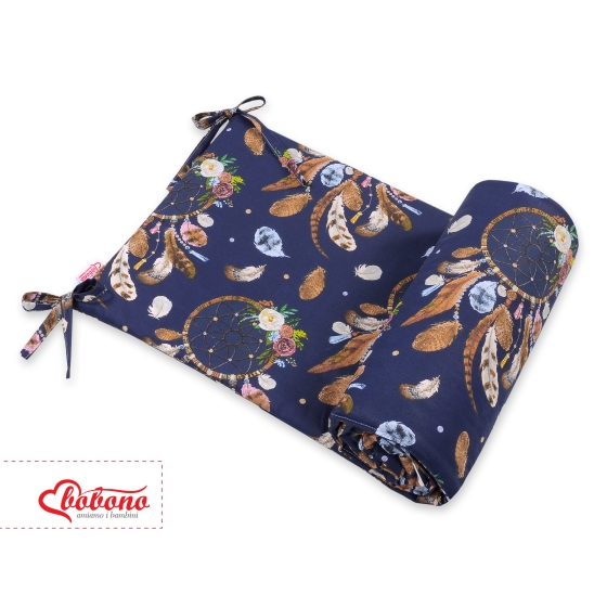Universal bumper for cot - dream catchers dark blue
