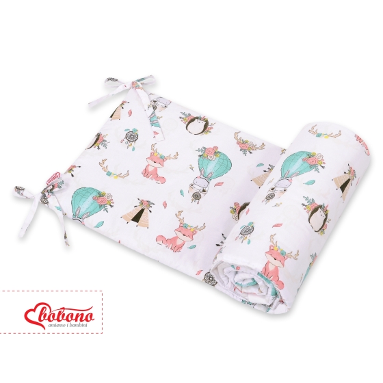 Universal bumper for cot - foxes beige