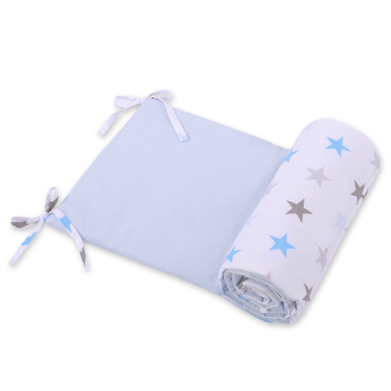 Universal bumper for cot - gray -blue stars