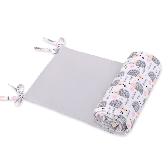 Universal bumper for cot - hedgehogs Gray