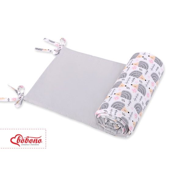 Universal bumper for cot - hedgehogs Gray