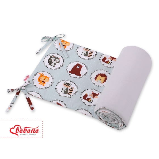 Universal bumper for cot - mint animals