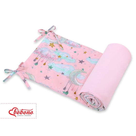 Universal bumper for cot - moons pink