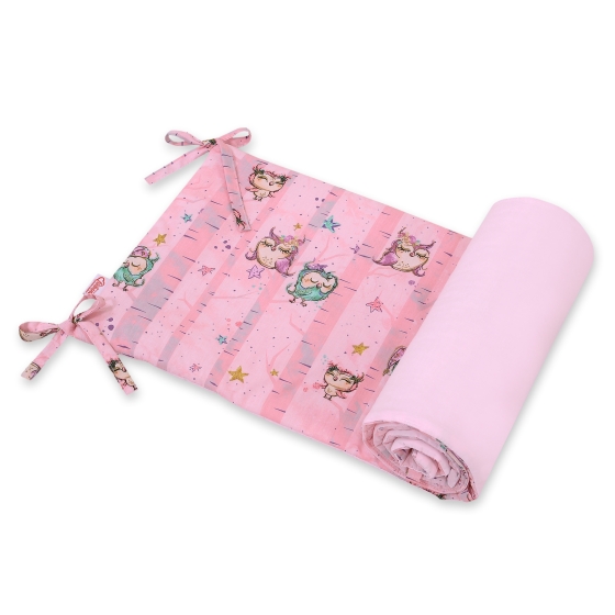 Universal bumper for cot - Owls pink