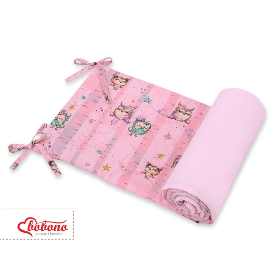 Universal bumper for cot - Owls pink