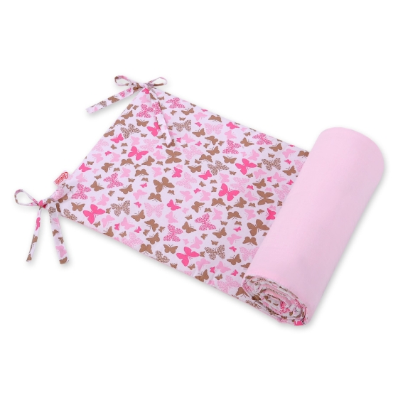 Universal bumper for cot - pink butterflies