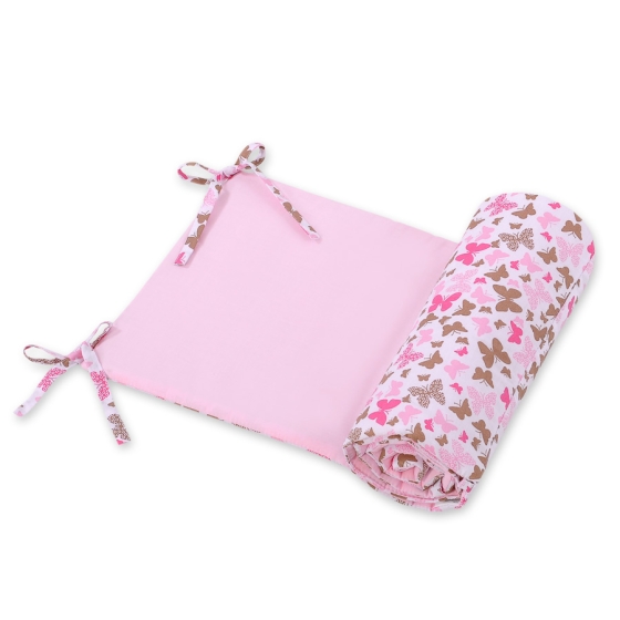 Universal bumper for cot - pink butterflies