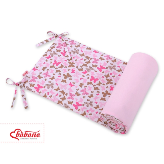 Universal bumper for cot - pink butterflies