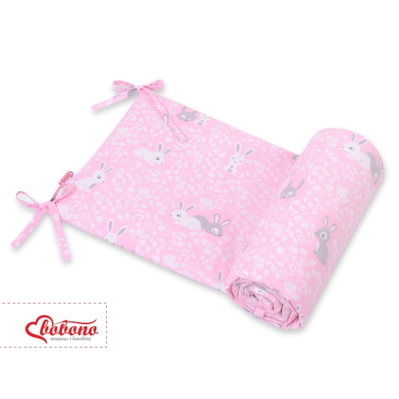 Universal bumper for cot - pink rabbits