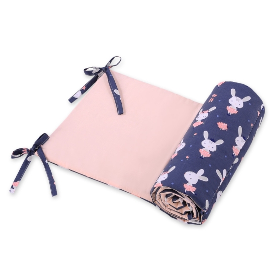 Universal bumper for cot -rabbits navy blue