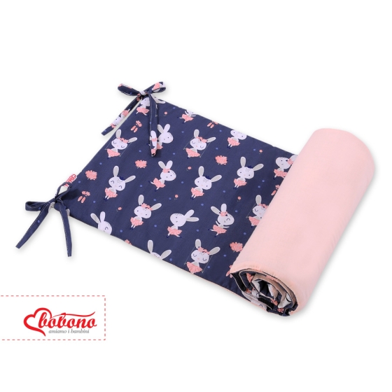 Universal bumper for cot -rabbits navy blue