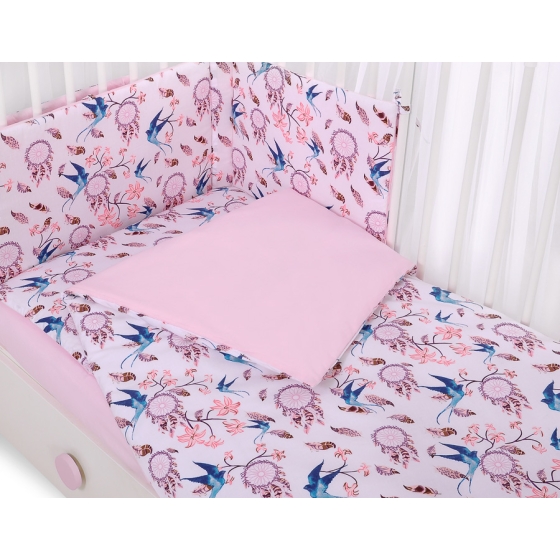 Universal bumper for cot - swallows blue