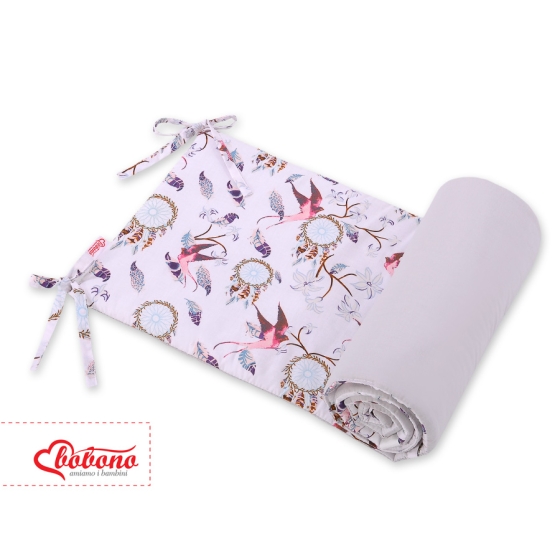Universal bumper for cot -swallows pink