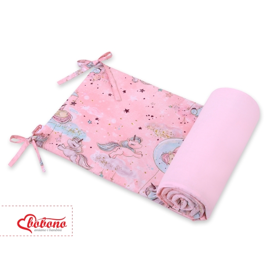 Universal bumper for cot - unicorn pink