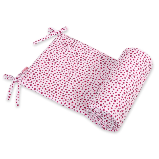 Universal bumper for cot - white-wine red stars