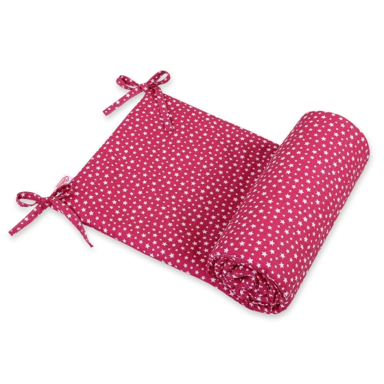 Universal bumper for cot - wine red stars