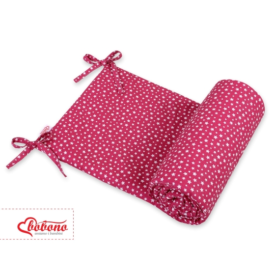 Universal bumper for cot - wine red stars