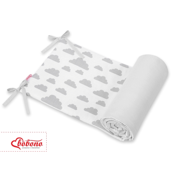Universal double-sided bumper for cot - clouds gray/gray