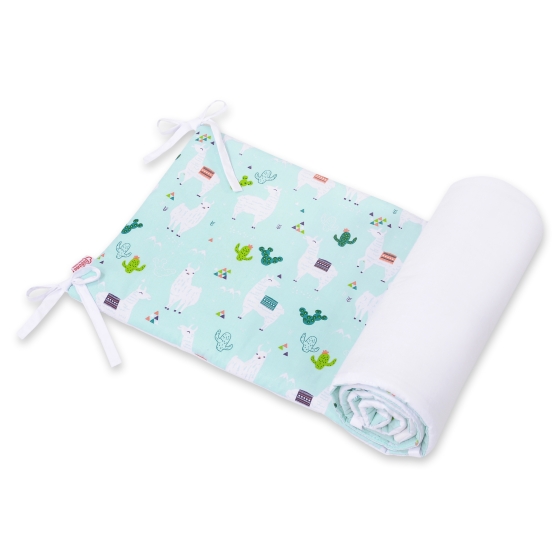 Universal double-sided bumper for cot - lama mint/white