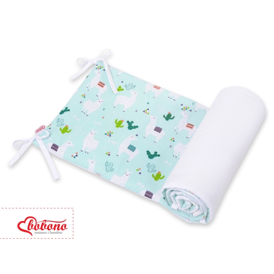 Universal double-sided bumper for cot - lama mint/white