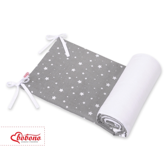 Universal double-sided bumper for cot - mini stars white