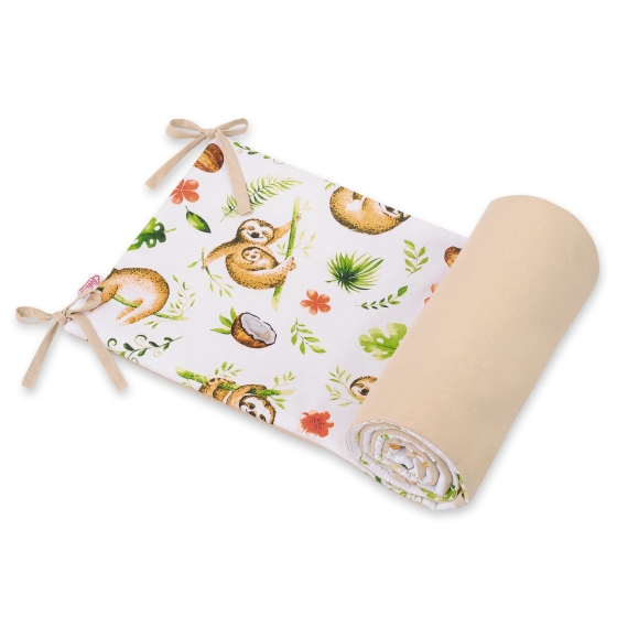 Universal double-sided bumper for cot - sloths beige/beige