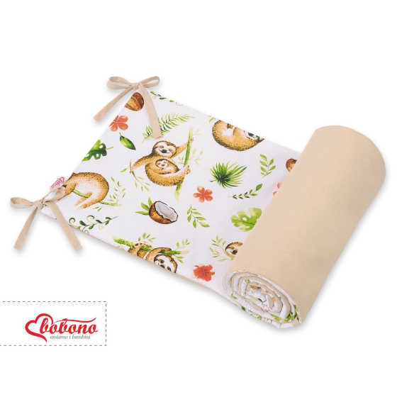 Universal double-sided bumper for cot - sloths beige/beige