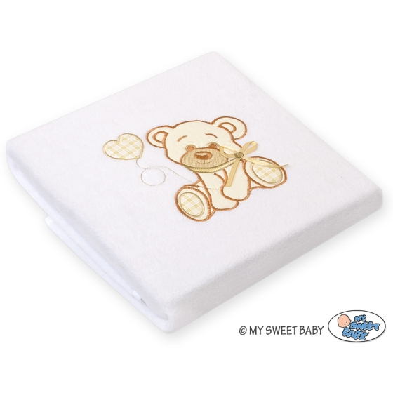 White Polar fleece blanket for Baby- Bear with bow