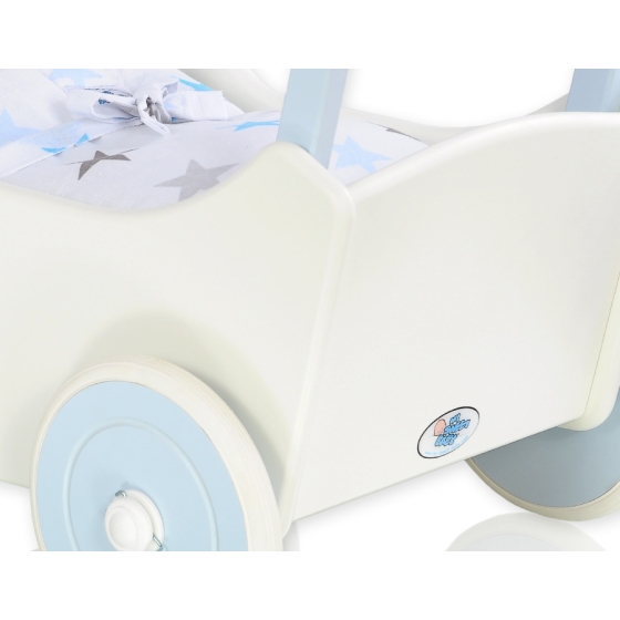 White with Blue Wooden Carriage for Dolls -765