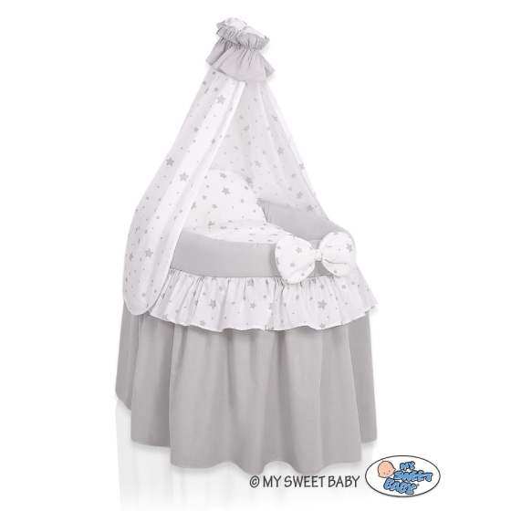 Wicker crib for doll with drape no. 2159-1016