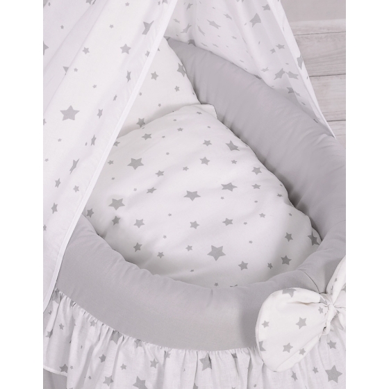 Wicker crib for doll with drape no. 2159-1016