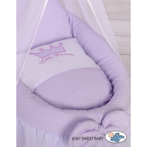 Little Princess embroidery on bedding set for wicker crib
