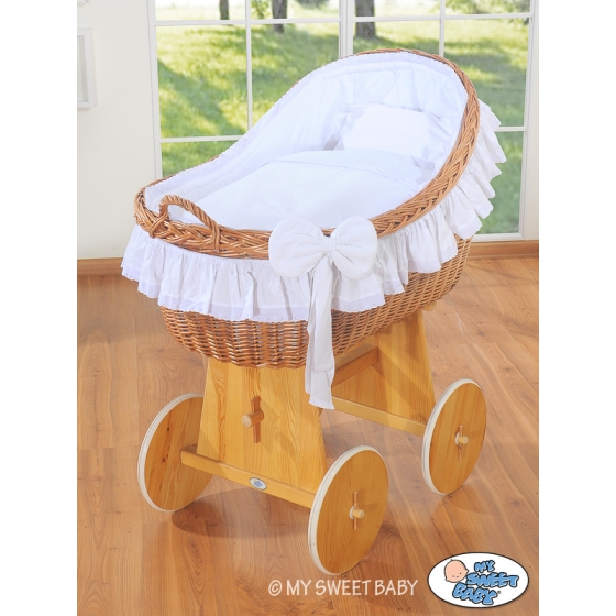Wicker Crib with Hood Carina- White