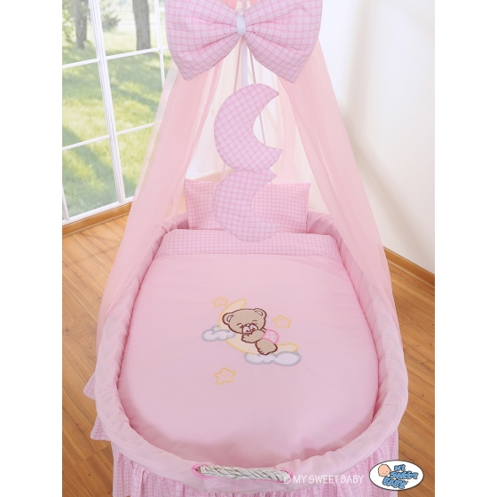 Wicker drape crib- Good night pink