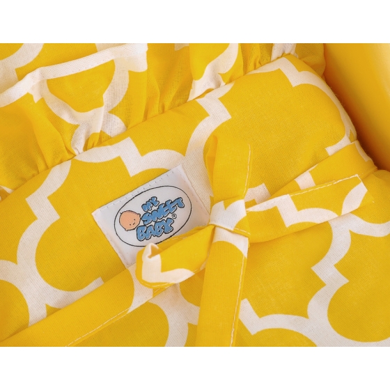 Wood Stroller Doll pram Yellow With White -723