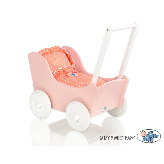 Wooden Doll pram Carriage Powder-Rosa -761
