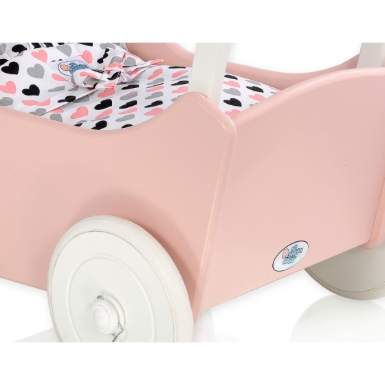 Wooden Doll pram Carriage Powder-Rosa -767