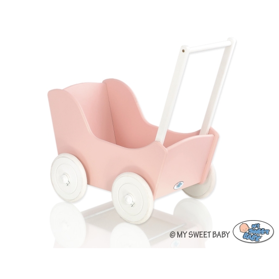 Wooden Doll pram Carriage Powder-Rosa