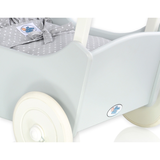 Wooden Doll Pram Stroller Gray-535