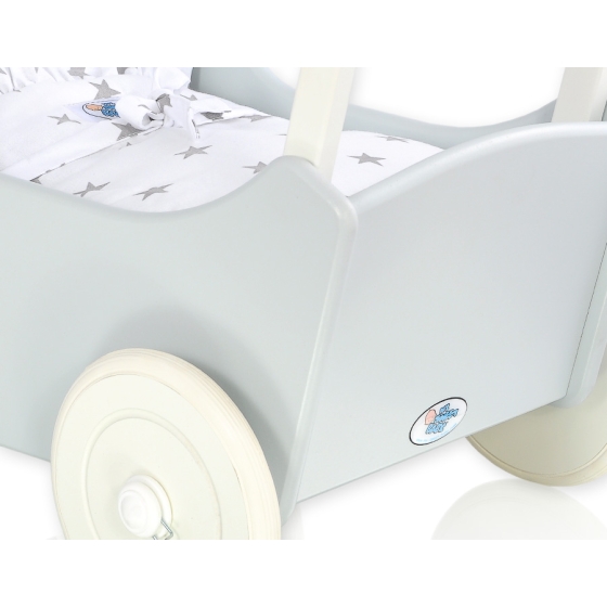 Wooden Doll Pram Stroller Gray-740