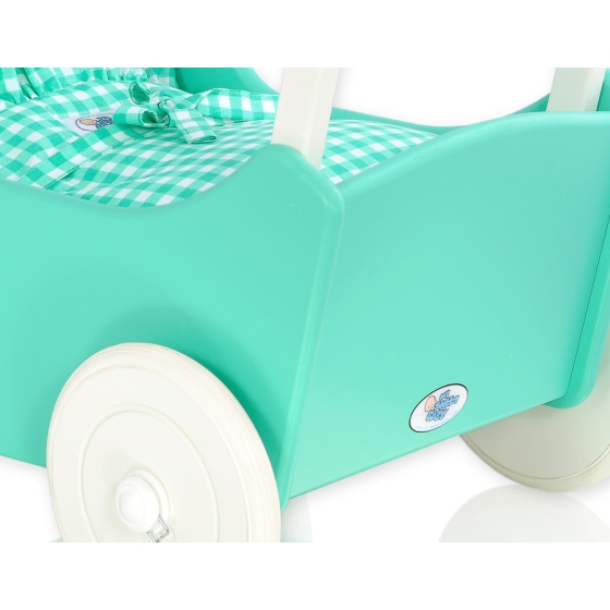Wooden Doll Pram Stroller Mint -621
