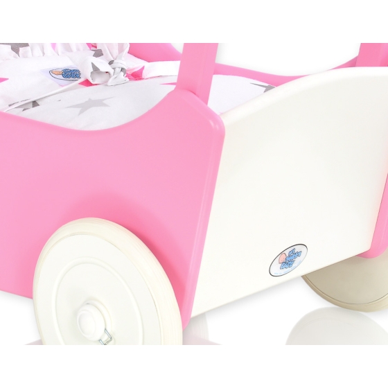 Wooden Doll Stroller Fuchsia-White -764