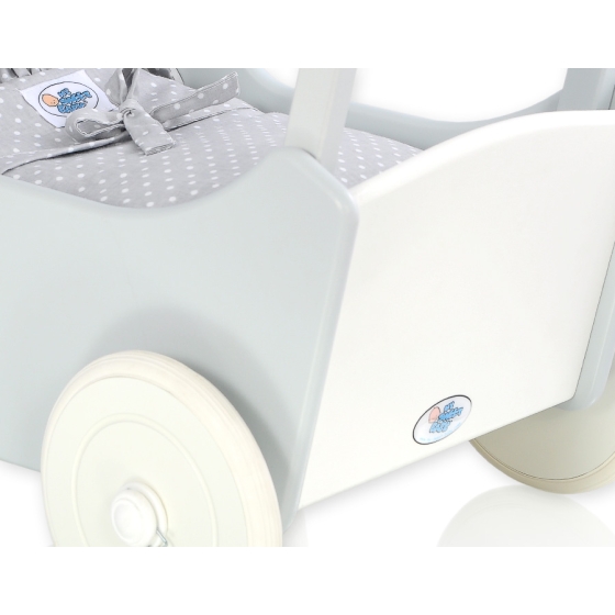 Wooden Doll Stroller Gray-White -535