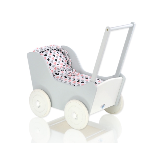 Wooden Doll Stroller Gray-White -767
