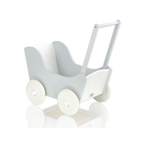 Wooden Doll Stroller Gray-White