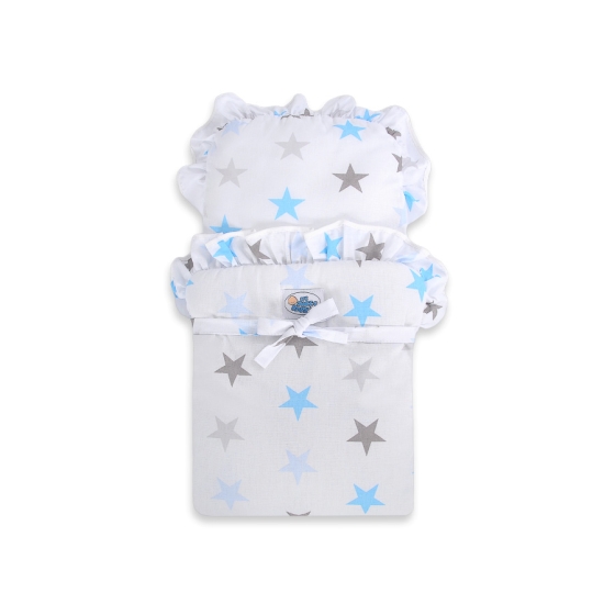 Wooden Doll Stroller Pram Blue -765