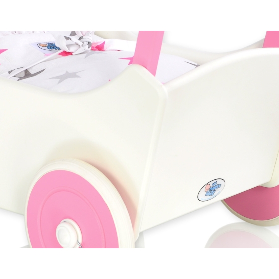 Wooden Doll Stroller White-Fuchsia -764