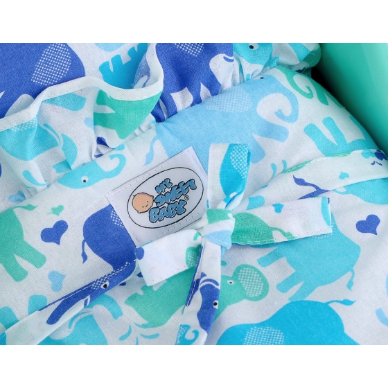 Wooden pram for Dolls with Bedding Set Mint White -734